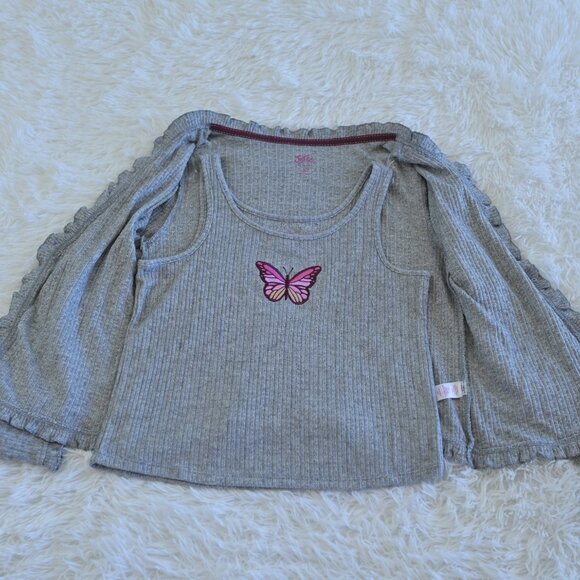 Justice Girl's Grey Sweater w/ Matching Butterfly Tank Size L - Picture 3 of 4